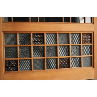 細分化腰板 プレスと色ガラスの建具 2枚1組　GD0187Y 