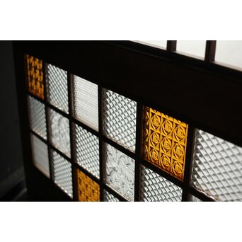 細分化腰板 プレスと色ガラスの建具 2枚1組　GD0187Y ステンドガラスの様で素敵です