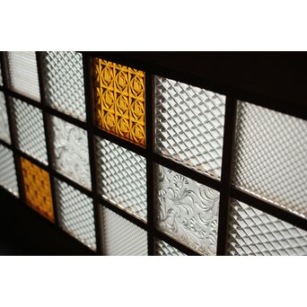 細分化腰板 プレスと色ガラスの建具 2枚1組　GD0187Y 