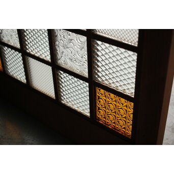 細分化腰板 プレスと色ガラスの建具 2枚1組　GD0187Y 
