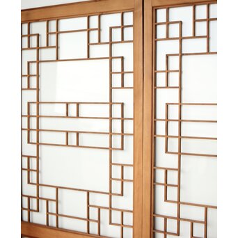 細分化腰板 プレスと色ガラスの建具 2枚1組　GD0187Y 大きなスペースへの組子加工は大変に見えます