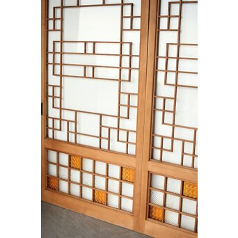 細分化腰板 プレスと色ガラスの建具 2枚1組　GD0187Y 