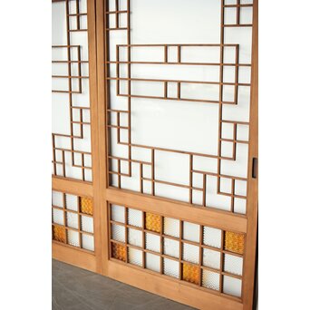 細分化腰板 プレスと色ガラスの建具 2枚1組　GD0187Y 