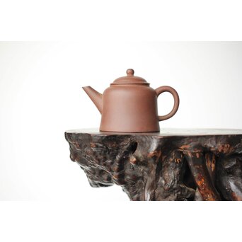 荊渓恵孟臣製 紫砂壺 朱泥 茶壺 鐘型 単孔 急須 120ml　P410