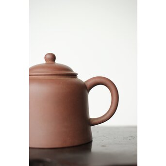 荊渓恵孟臣製 紫砂壺 朱泥 茶壺 鐘型 単孔 急須 120ml　P410 