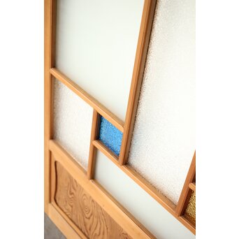 松皮菱組子 色ガラスの建具 2枚1組　GD0188Y 