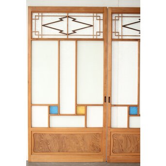 松皮菱組子 色ガラスの建具 2枚1組　GD0188Y 