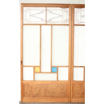 松皮菱組子 色ガラスの建具 2枚1組　GD0188Y 