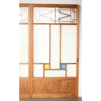 松皮菱組子 色ガラスの建具 2枚1組　GD0188Y 