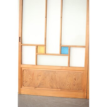 松皮菱組子 色ガラスの建具 2枚1組　GD0188Y 