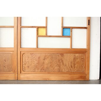 松皮菱組子 色ガラスの建具 2枚1組　GD0188Y 