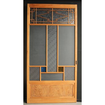 松皮菱組子 色ガラスの建具 2枚1組　GD0188Y A