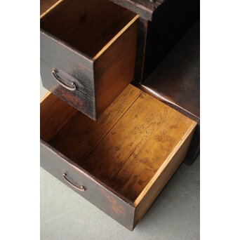 飴色 欅造り 民藝時代階段箪笥　C410 