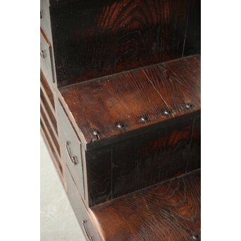 飴色 欅造り 民藝時代階段箪笥　C410 