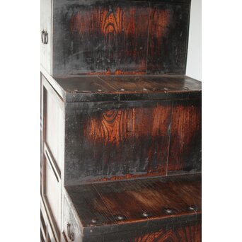 飴色 欅造り 民藝時代階段箪笥　C410 