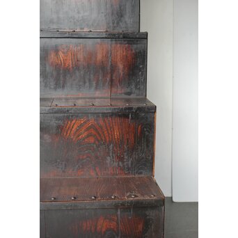 飴色 欅造り 民藝時代階段箪笥　C410 