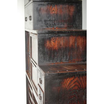 飴色 欅造り 民藝時代階段箪笥　C410 