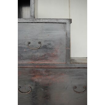 飴色 欅造り 民藝時代階段箪笥　C410 