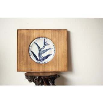 河村蜻山 飾皿 額装　P412