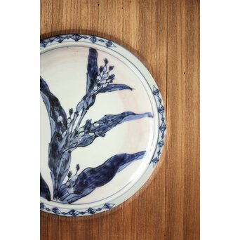 河村蜻山 飾皿 額装　P412 