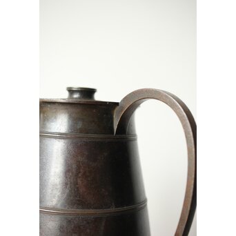 山本自爐 仏教美術 布薩形水瓶意 内鍍金銅水注 共箱　M372 