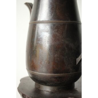 山本自爐 仏教美術 布薩形水瓶意 内鍍金銅水注 共箱　M372 