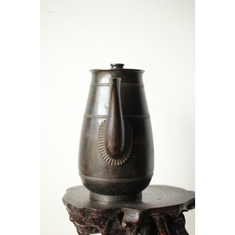 山本自爐 仏教美術 布薩形水瓶意 内鍍金銅水注 共箱　M372 