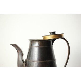 山本自爐 仏教美術 布薩形水瓶意 内鍍金銅水注 共箱　M372 