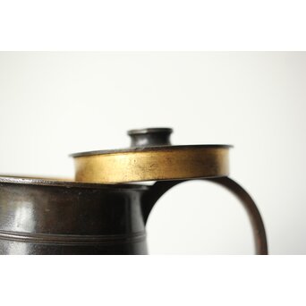 山本自爐 仏教美術 布薩形水瓶意 内鍍金銅水注 共箱　M372 