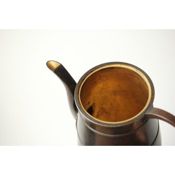 山本自爐 仏教美術 布薩形水瓶意 内鍍金銅水注 共箱　M372 