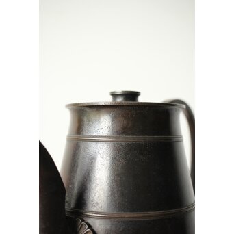 山本自爐 仏教美術 布薩形水瓶意 内鍍金銅水注 共箱　M372 