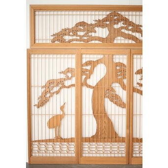 鶴松 書院欄間 5枚1組　R0321 