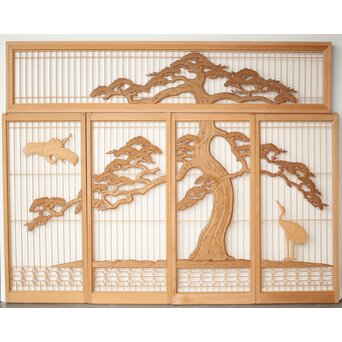 鶴松 書院欄間 5枚1組　R0321