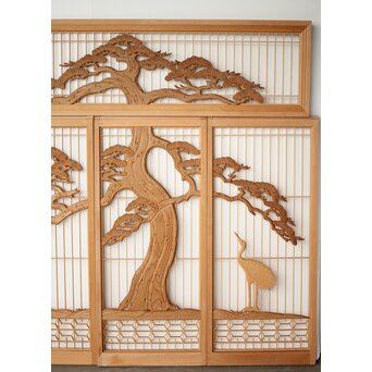 鶴松 書院欄間 5枚1組　R0321 