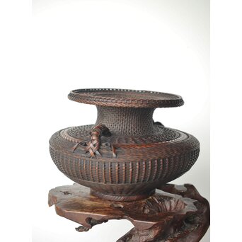 飯塚鳳斎 牡丹籠 竹花籠　U334 