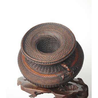 飯塚鳳斎 牡丹籠 竹花籠　U334 