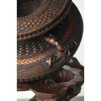 飯塚鳳斎 牡丹籠 竹花籠　U334 