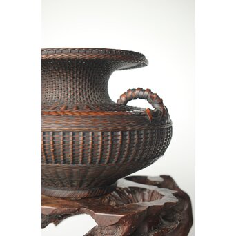 飯塚鳳斎 牡丹籠 竹花籠　U334 