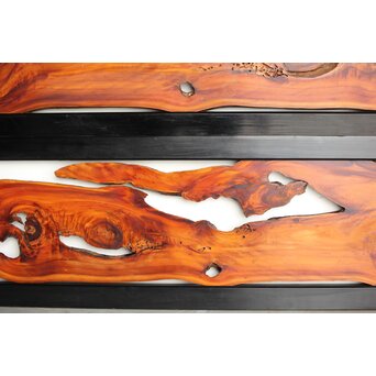 松一枚板 自然木欄間 2枚1組　R0322 