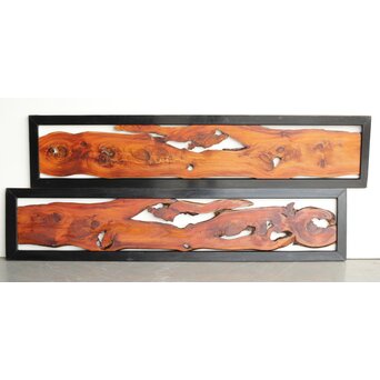 松一枚板 自然木欄間 2枚1組　R0322