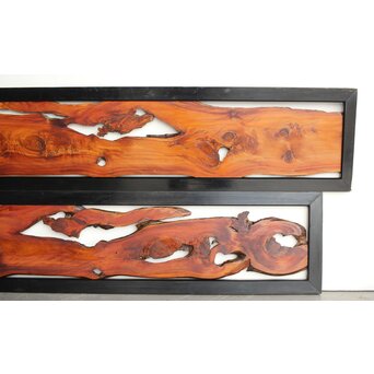 松一枚板 自然木欄間 2枚1組　R0322 