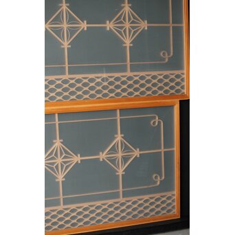 ガラス入 曲木組子S 2枚1組　R0338 