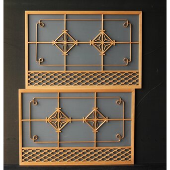 ガラス入 曲木組子S 2枚1組　R0338