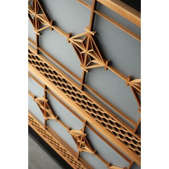 ガラス入 曲木組子M 2枚1組　R0339 