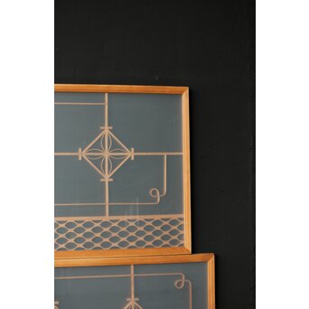 ガラス入 曲木組子M 2枚1組　R0339 