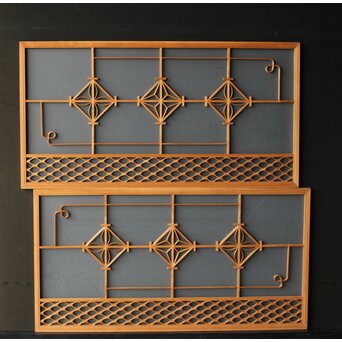 ガラス入 曲木組子M 2枚1組　R0339