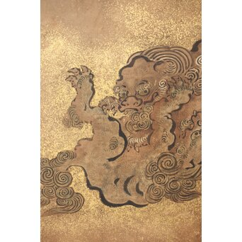 狩野派 倣 吉村周山/田島泰寛 合作 衝立表装　Z436 