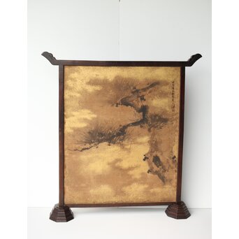 狩野派 倣 吉村周山/田島泰寛 合作 衝立表装　Z436 