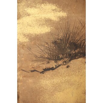 狩野派 倣 吉村周山/田島泰寛 合作 衝立表装　Z436 