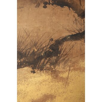 狩野派 倣 吉村周山/田島泰寛 合作 衝立表装　Z436 